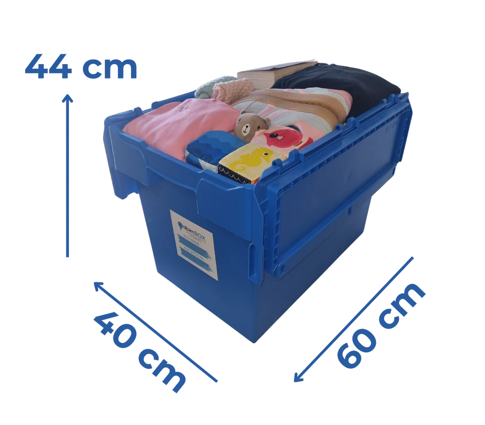 Dimenzije Rabimbox zaboja: dolžina 60 cm, širina 40 cm, višina 44 cm
